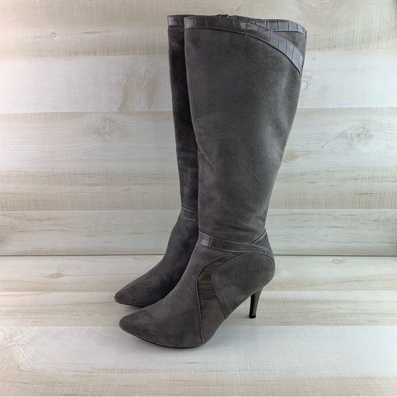 Amelia Grace Grey Knee High Boots - Picture 2 of 15